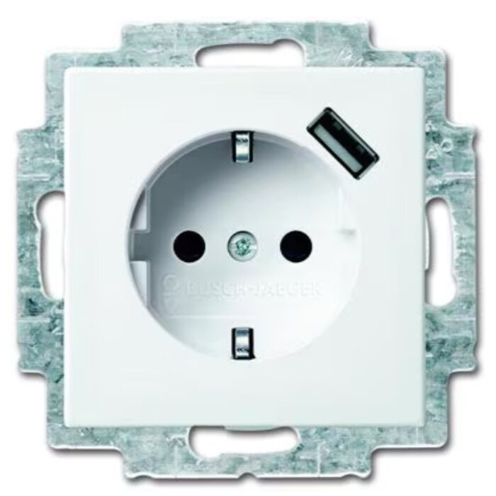 Busch-Jaeger Busch-Jaeger balance Wandcontactdoos kinderveilig + USB-Lader alpinwit (hagelwit) 20 EUCBUSB-914