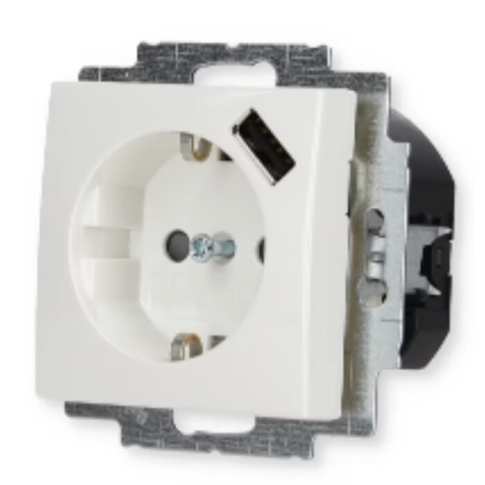 Busch-Jaeger Busch-Jaeger balance Wandcontactdoos kinderveilig + USB-Lader alpinwit (hagelwit) 20 EUCBUSB-914