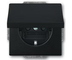 Busch-Jaeger Busch-Jaeger Wandcontactdoos met randaarde klapdeksel 1V Future Linear Zwart MAT 20 EUK-885