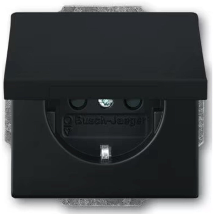 Busch-Jaeger Busch-Jaeger Wandcontactdoos met randaarde klapdeksel 1V Future Linear Zwart MAT 20 EUK-885