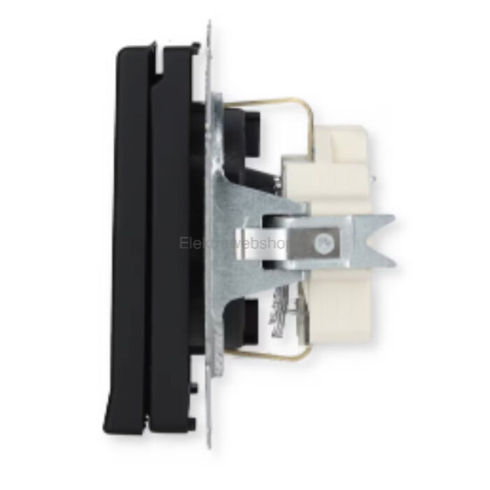 Busch-Jaeger Busch-Jaeger Wandcontactdoos met randaarde klapdeksel 1V Future Linear Zwart MAT 20 EUK-885