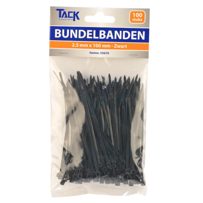 Tack Bundelbandjes 2,5 x 100mm 100st zwart
