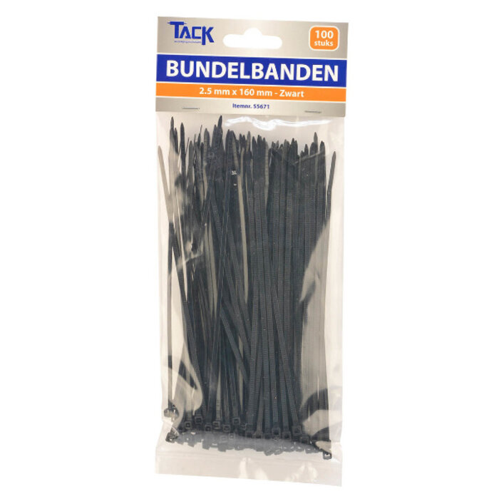 Tack Bundelbandjes 2,5 x 160mm 100st zwart