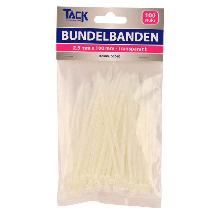 Tack Tack Bundelbandje 2,5 x 100mm 100st transparant