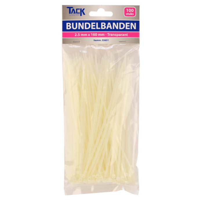 Tack Tack Bundelbandjes 2,5 x 160mm 100st transparant
