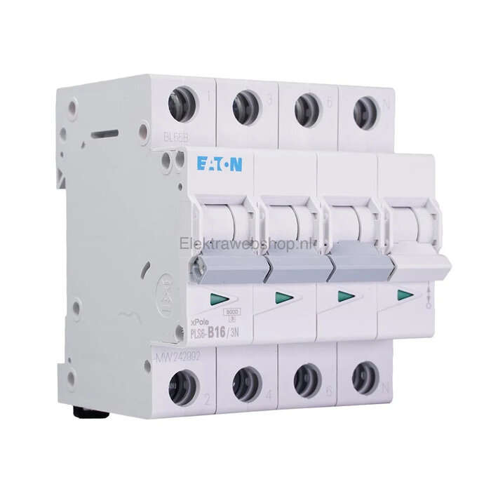 Eaton Eaton installatieautomaat B karakteristiek 16a 4P 3 beveiligd incl nul - 242992