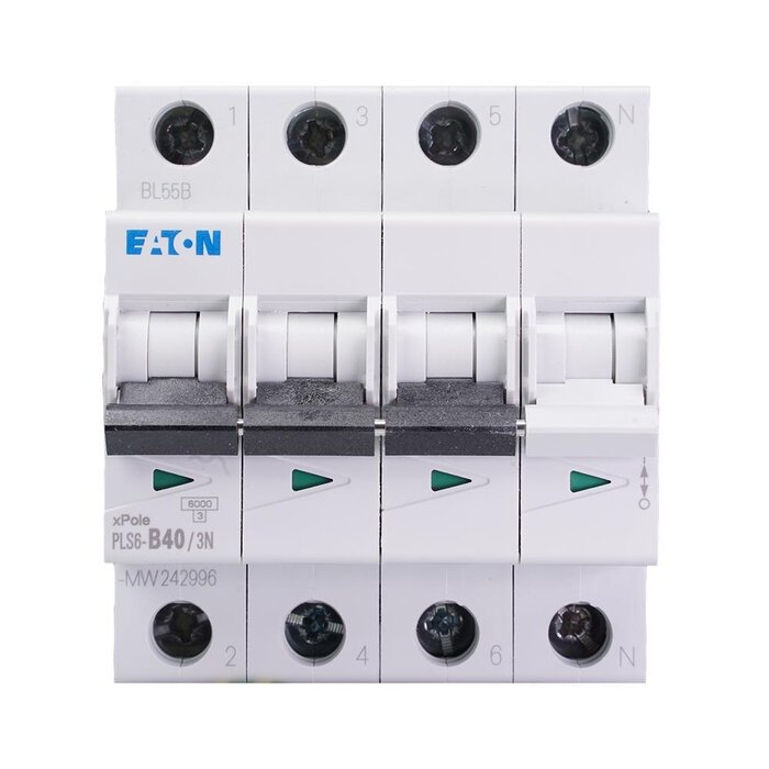 Eaton Eaton installatieautomaat B karakteristiek 40a 4P 3 beveiligd incl nul - 242996