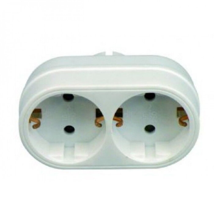 VB Extend Stopcontact splitter 2 voudig wit horizontaal met randaarde