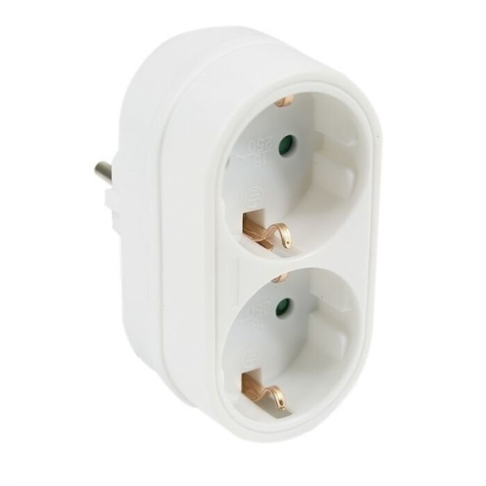 VB Extend Stopcontact splitter 2 voudig wit verticaal met randaarde - 41258