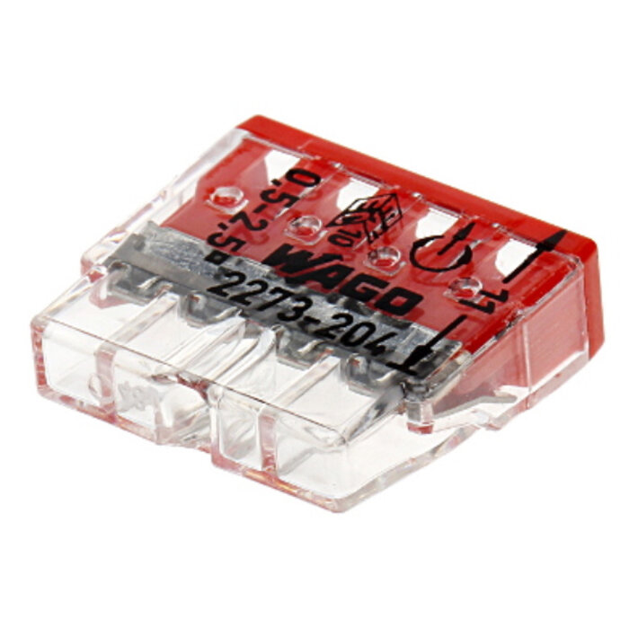 Wago Wago Lasklem 4 polig transparant rood 2273-204 (100 stuks)