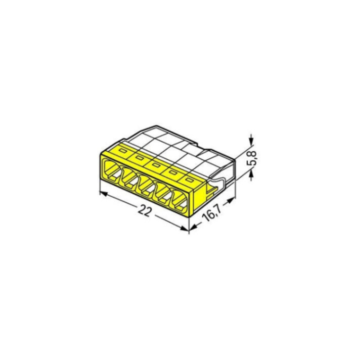 Wago Lasklem 5 polig transparant geel 2273-205 (100 stuks)