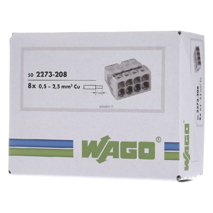 Wago Wago Lasklem 8 polig transparant grijs 2273-208 ( 50 stuks)