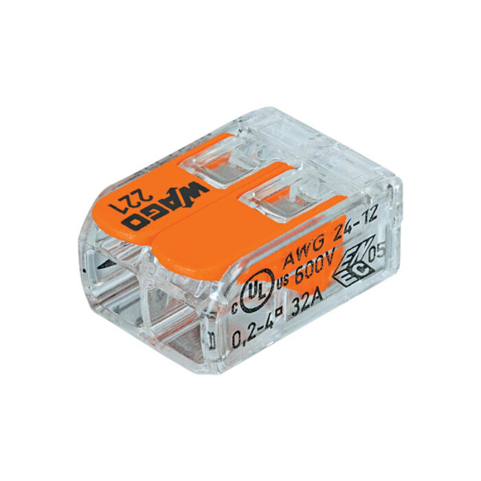 Wago Wago Lasklem 221-412 hevelklem voor 2 draden 100 stuks