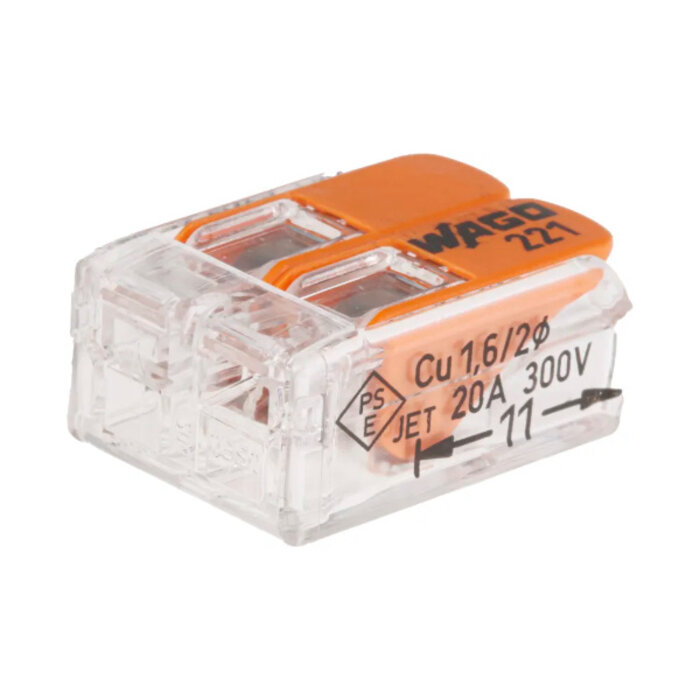 Wago Wago Lasklem 221-412 hevelklem voor 2 draden 10 stuks