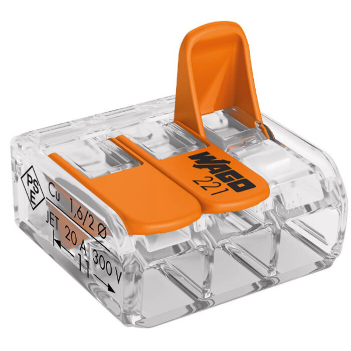 Wago Wago Lasklem 221-413 hevelklem voor 3 draden 10 stuks