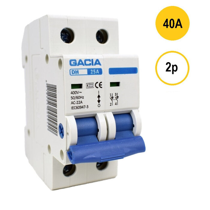 Gacia Gacia Hoofdschakelaar 40A 2P - DH-240