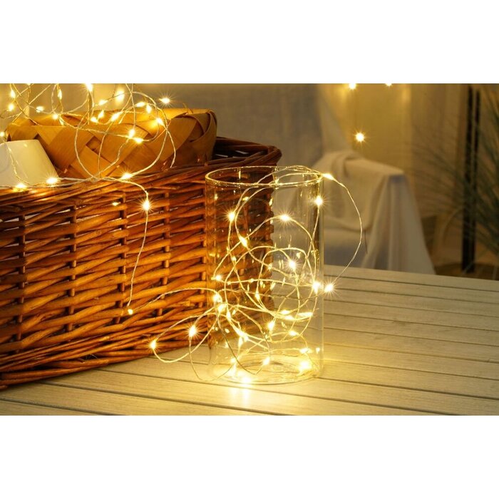 Modee Modee Kerstverlichting lichtsnoer - 5 meter 50leds - 10cm per led - 3x AA batterij - 2700K warm wit