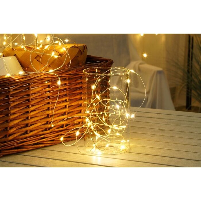Modee Modee Kerstverlichting lichtsnoer - 5 meter 100leds - 5cm per led - 3x AA batterij - 2700K warm wit