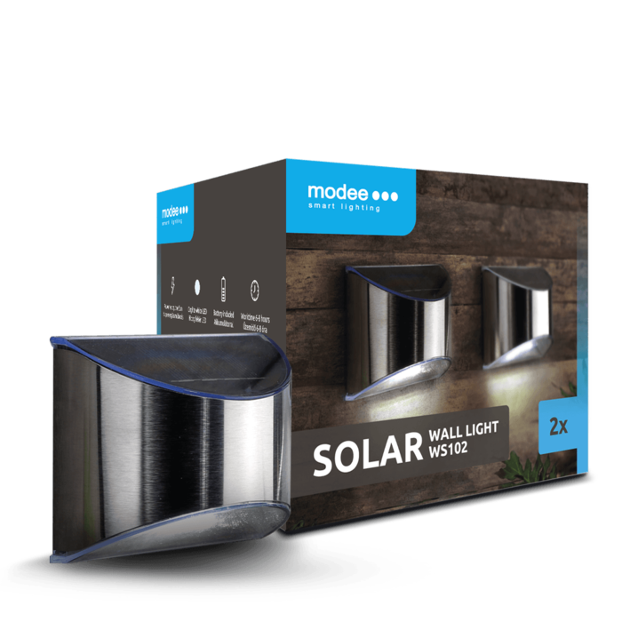 Modee Modee LED Solar wand lamp  - WS102 - IP44 - 6000K daglicht - 2 stuks