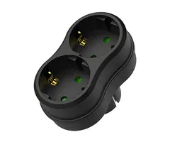 VB Extend VB Extend Stopcontact splitter 2 voudig zwart horizontaal met randaarde - 41263