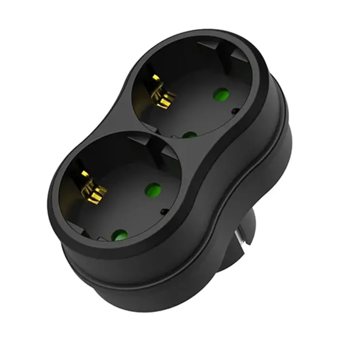 VB Extend VB Extend Stopcontact splitter 2 voudig zwart horizontaal met randaarde - 41263