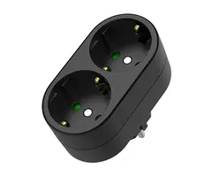 VB Extend Stopcontact splitter 2 voudig Zwart verticaal met randaarde - 41262
