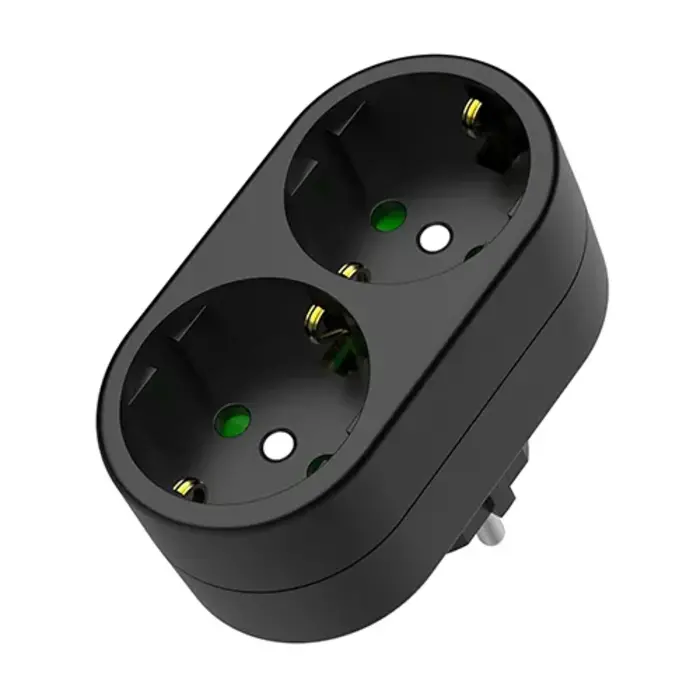 VB Extend Stopcontact splitter 2 voudig Zwart verticaal met randaarde - 41262