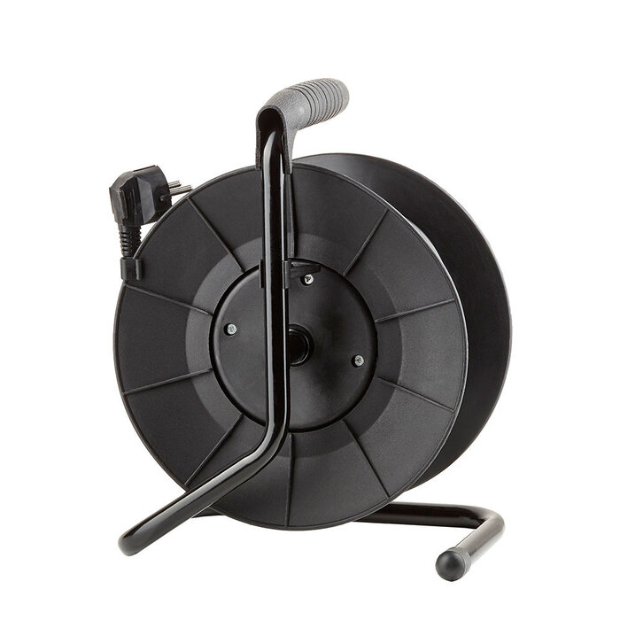 Technik Kabelhaspel 25m - 4-voudig met randaarde - 3x1.5mm2 - zwart