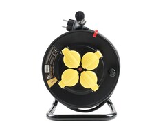 Technik Kabelhaspel 25m - 4-voudig H07RN-F IP44 16A - 3x1.5mm2 - Industriele kwaliteit