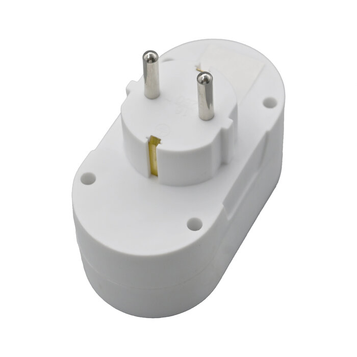Elektrawebshop Stopcontact splitter 2 voudig wit verticaal met randaarde - 226658