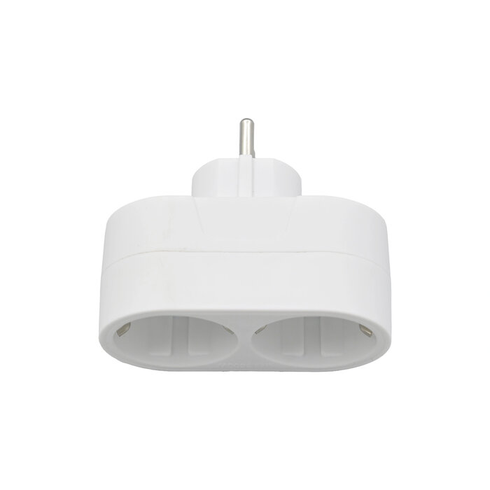 Elektrawebshop Stopcontact splitter 2 voudig wit verticaal met randaarde - 226658