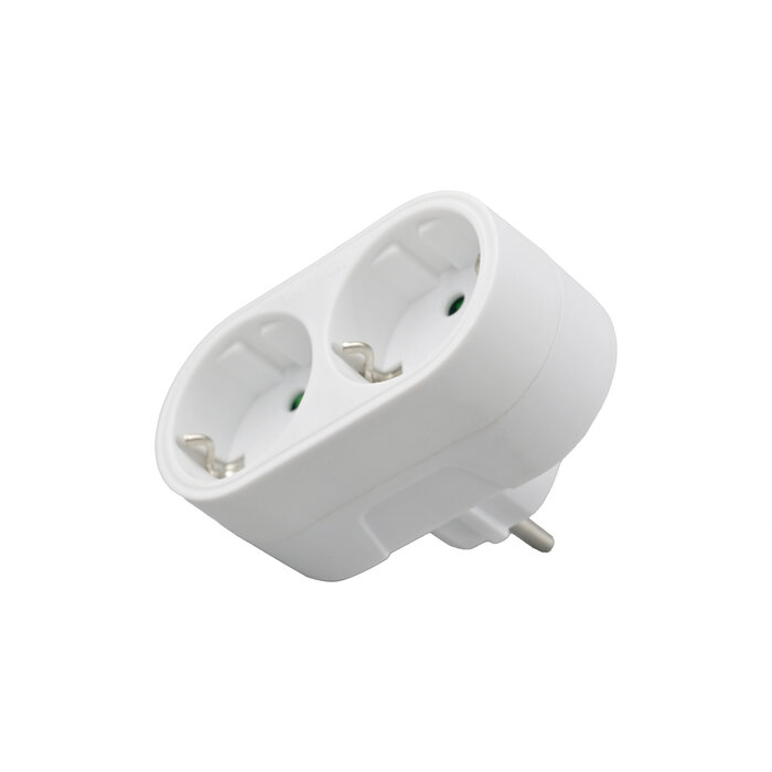 Elektrawebshop Stopcontact splitter 2 voudig wit verticaal met randaarde - 226658