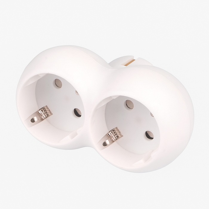 Elektrawebshop Stopcontact splitter 2 voudig wit horizontaal met randaarde - 226657