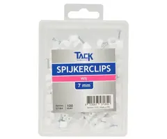 Tack Spijkerclip wit 7mm 100 st per doosje