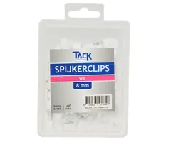 Tack Spijkerclip wit 8mm 100 st per doosje