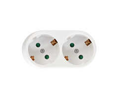 Elektrawebshop Stopcontact stekker 2 voudig wit horizontaal met randaarde - 226656