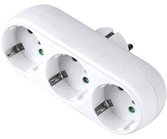 Elektrawebshop Stopcontact stekker 3 voudig wit horizontaal met randaarde - 226660