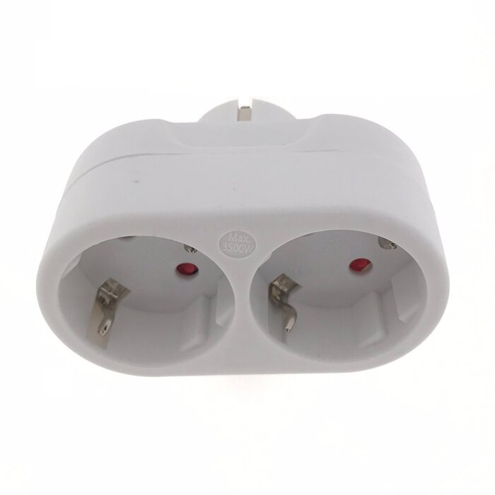 Elektrawebshop Stopcontact stekker 2 voudig wit horizontaal met randaarde - 226656