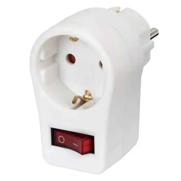 Elektrawebshop Stopcontact doorvoer met schakelaar wit met randaarde - 226641