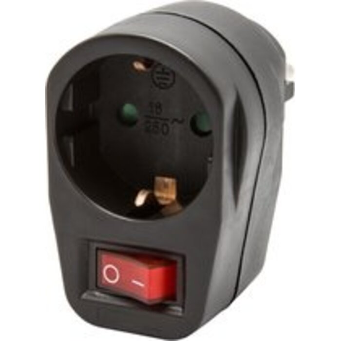 Elektrawebshop Stopcontact doorvoer met schakelaar zwart met randaarde - 226642