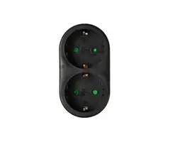 Elektrawebshop Stopcontact splitter 2 voudig zwart verticaal met randaarde - 226659