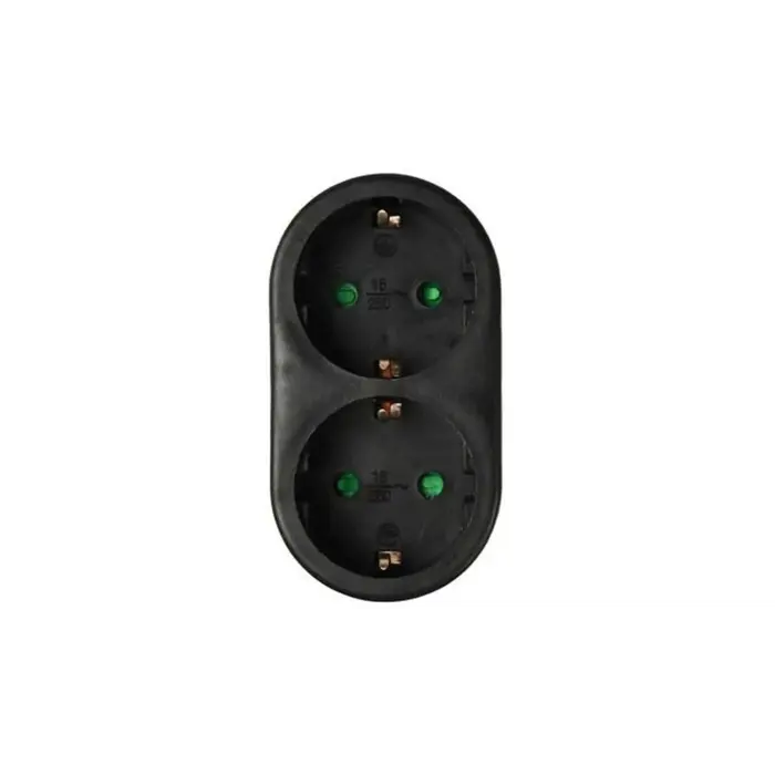 Elektrawebshop Stopcontact splitter 2 voudig zwart verticaal met randaarde - 226659