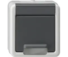 Gira Gira stopcontact met randaarde en klapdeksel opbouw IP44  grijs - 441430