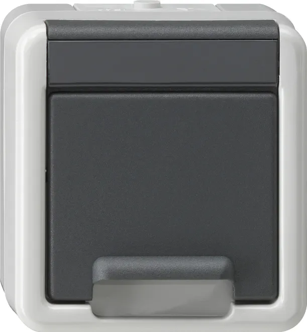 Gira Gira stopcontact met randaarde en klapdeksel opbouw IP44 grijs - 441430