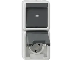 Gira Gira combi uit-wissel/stopcontact spatwaterdicht opbouw grijs IP44 - 417630