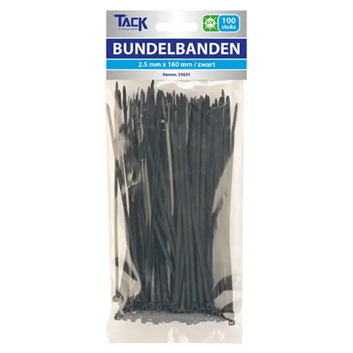 Tack Bundelbandje 2,5 x 160mm UV-bestendig 100st. zwart