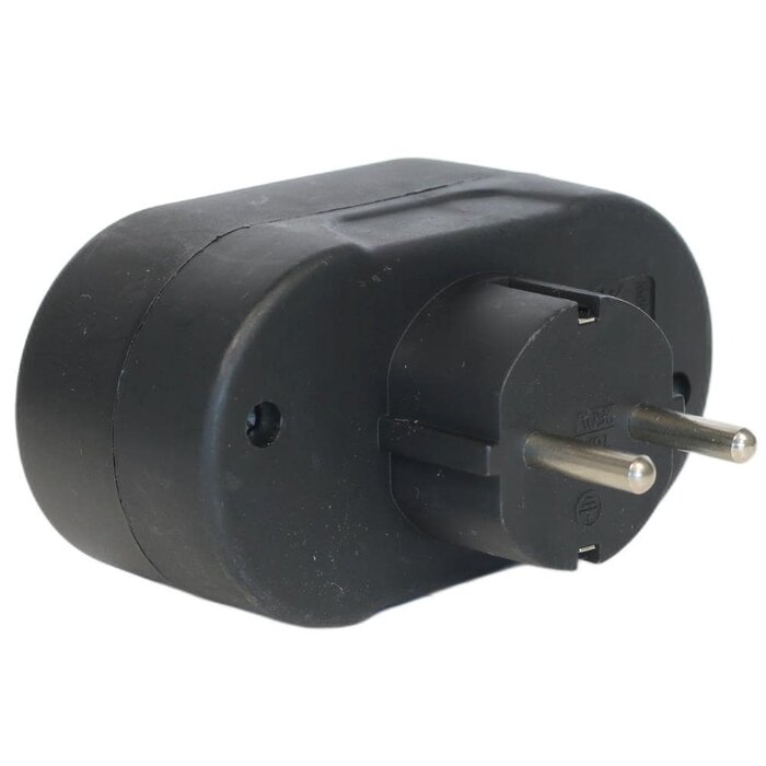 Elektrawebshop Stopcontact stekker 2 voudig zwart horizontaal met randaarde - 226655
