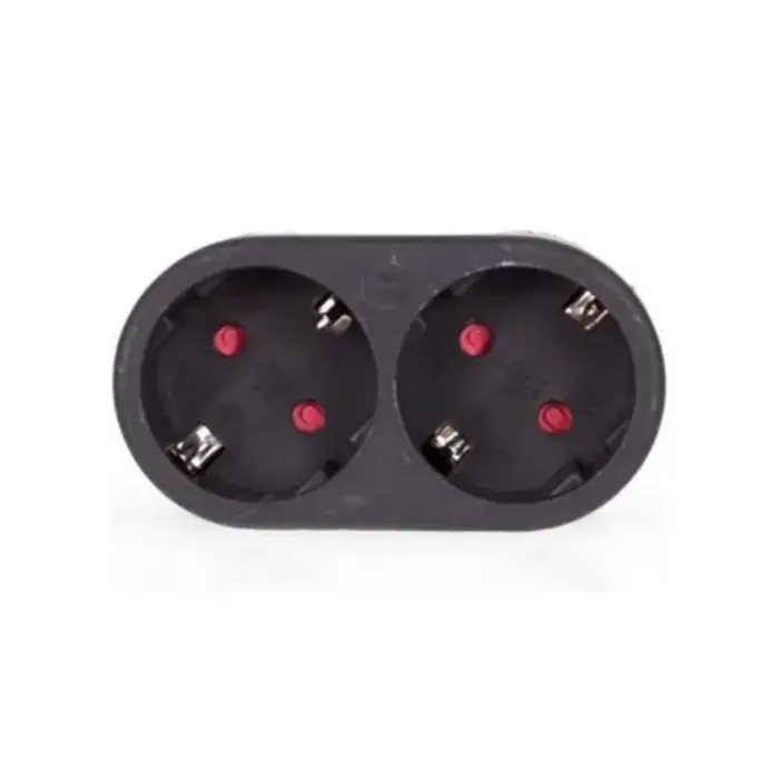 Elektrawebshop Stopcontact stekker 2 voudig zwart horizontaal met randaarde - 226655