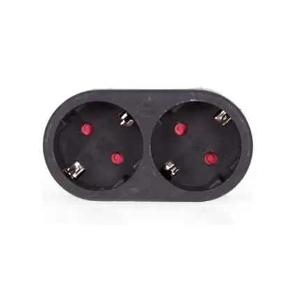 Elektrawebshop Stopcontact stekker 2 voudig zwart horizontaal met randaarde - 226655