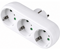 Elektrawebshop Stopcontact stekker 3 voudig wit horizontaal met randaarde - 226660